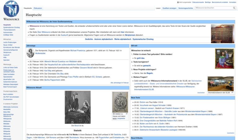 Wikisource – handelsfrei Verzeichnis